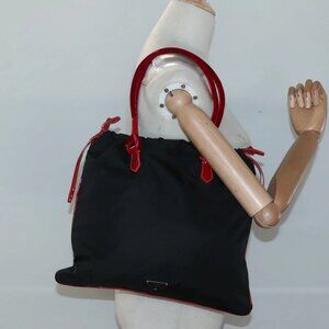 PRADA Tote Bag Nylon Black Silver Auth